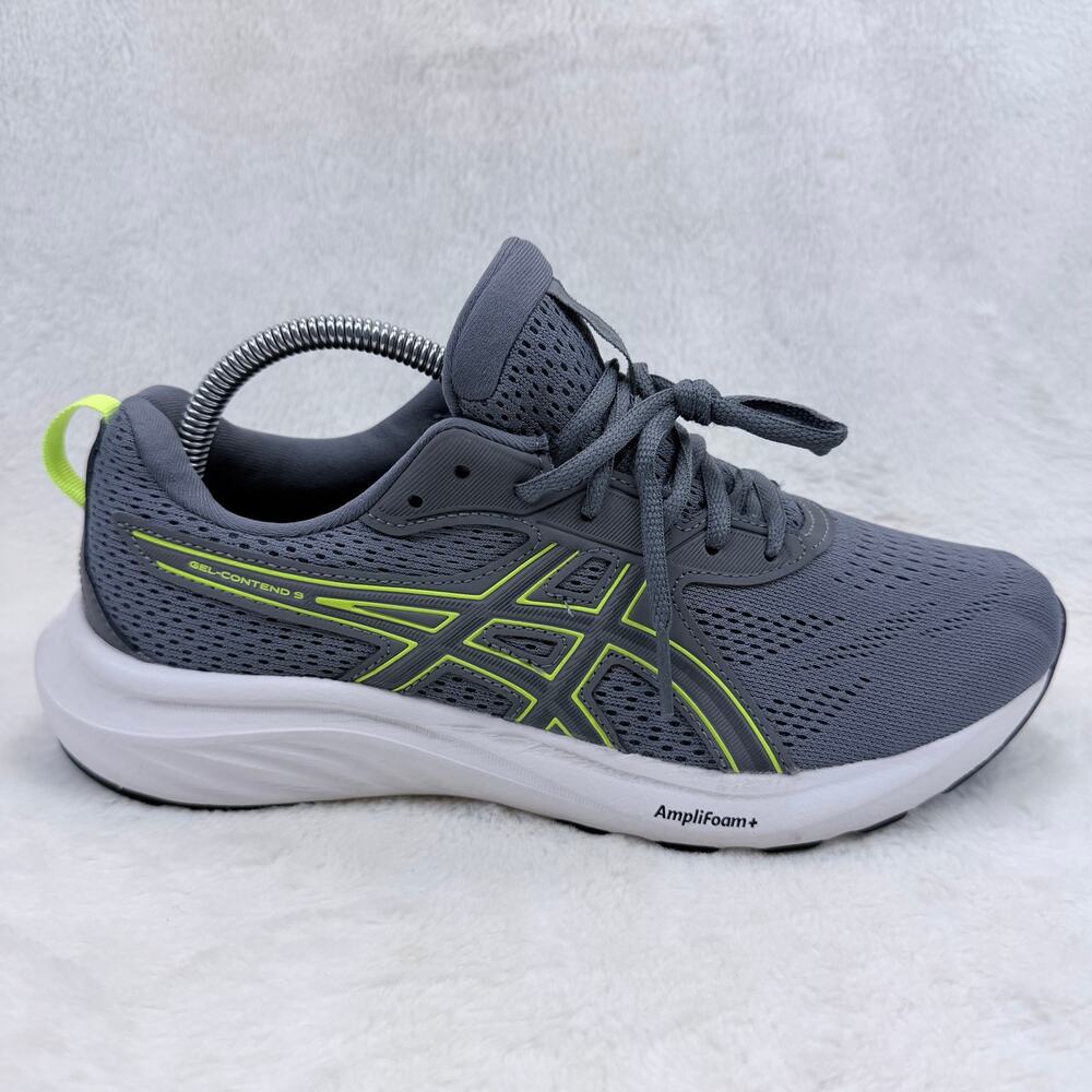 ASICS Gel-Contend 9 Mens Running Shoes Steel Grey Safety Yellow Size 8